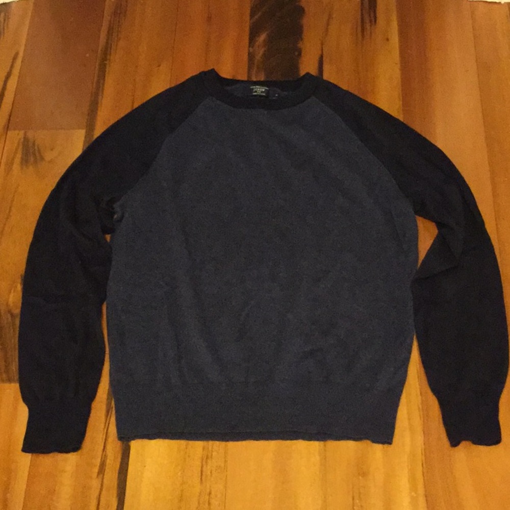 Men’s Jcrew Baseball Style Navy Blue Sweater